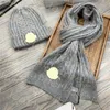 Conjunto de bufanda de invierno, gorro de punto grueso y cálido, bufanda de lana con estampado de diseñador, gorros de esquí al aire libre, bufandas