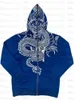 Erkek Hoodies Erkekler Ren Zip Hoodie Dragon Baskı Kırmızı Goth Sweatshirt Spor Hip Hop Uzun Kollu Büyük Boy Y2K Ceket1249151