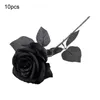 Fleurs décoratives 10 pcs Artificielle Noir Rose Fleur Halloween Gothique De Mariage Home Party Faux Dcor245m