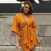 Robes décontractées Ard élégant asymétrique mini pour les femmes 2022 sexy creux à manches courtes robe d'été col en V à lacets fête