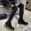 Boots Sexy Summer Thigh High Heel for Botas Fashion Shoes Designer Knee Color Chelsea Winter Flat Wedge Matching Head Women Fur Long Female Martin Wild Casual 1116