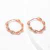 Hoop Earrings ESSFF Trendy Rose Gold Color White Cubic Zirconia For Women Noble Charming Jewelry Girls Gifts Round Circle Earing