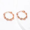 Creolen ESSFF Trendy Rose Gold Farbe Weiß Zirkonia Für Frauen Edler Charming Schmuck Mädchen Geschenke Runde Kreis Earing