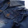 Jackets 3 12 anos meninas de meninas jeans moda crianças fora roupas de pegadilho de retalhos em renda e demin