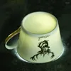 Cups Saucers 200 Ml Luxury Elk Style Ceramic Bone China Coffee Tea Cup Saucer With Gold Line