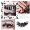 Tjock Curly Color Mink False Eyelashes och Fake Nail Christmas Set Messy Crisscross Hand Made återanvändbara 3D Fake Lashes Full Strip Eyelash Extensions Makeup