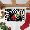 Illusion Zerbino Natale antiscivolo Visual Zerbini Grinch's per Natale Babbo Natale Indoor Outdoor Home Party Black Mat JNB16156