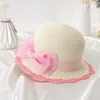 Hats H7413 Dziecięce kapelusz słoneczny wiosna letnie dziewczyny słońce bowknot słomka czapka dzieci na plaży plażowe krem ​​przeciwsłoneczny anty-ultrafiolet słodki