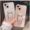 Placcatura Orso Custodie per telefoni Supporto per cavalletto Designer per iPhone 14 Plus Pro Max Luxury Cute Shell iPhone14 13 12 Mini 11 8 7 XR X Xs Cover protettiva pieghevole per display