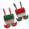 Noel dekorasyon çantaları elf şeker hediyesi Santa pantolon ayakları çanta botları goodie tedavi stoksgifts tutucu çanta stoklama pantparty boot tote
