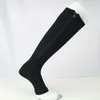 جوارب رياضية للجنسين ضغط رياضي طويل أصابع مفتوحة بالإضافة إلى حجم جوارب عالية للركبة مع سحاب ضغط داخلي للدوران