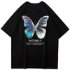 Męskie koszulki Hip Hop Ogólna koszula Mężczyźni 2022 Streetwear HARAJUKU KOLOR Butterfly Tshirt krótkie rękawowe bawełniane luźne koszulka hiphopa