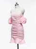 Casual Dresses Pink Sexy Women Dress For Evening Party High Waist Slim Off The Shoulder Female Bodycon Backless Sleeveless Femme Robe