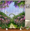 Shower Curtains Flower Door Landscape Curtain 3D Print Garden Plant Idyllic Scenery Waterproof Fabric Bathroom Bedroom Blackout