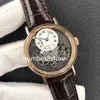 التقليد 7097B رجال مشاهدة ZF مصنع Rose Gold White Skeleton Dial Swiss 505 SR1 الحركة الأوتوماتيكية 28800VPH من الياقوت