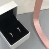 Rose Gold Pave Heart Hoop ￶rh￤ngen Kvinnor Girls Wedding Designer Jewelry with Original Box f￶r Pandora 925 Sterling Silver Love Hearts Earring Set