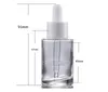 Packaging Bottles 30ml Flat Shoulder Frosted Clear Amber Glass Round Essential Oil Serum Bottle With Glass Dropper for Cosmetics Essence Bottles