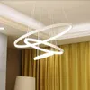 Pendellampor modern led cirkel ring diy lampor för vardagsrum sovrum restaurang butik dekor 110v 220v dimbar hängslampa