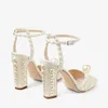 Designer Sandales Femmes Chaussures De Luxe Saracria 100 / 120mm Blanc Satin Plate-Forme Sandale Chunky Talon EU35-43 Avec Boîte De Mariage De Mariée