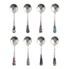 Round Head Soup Spoons Fashion Printing Mönster Kort handtag matskedar rostfritt stål dessert te skedar bordsartiklar gcb16157