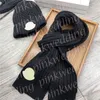 Winter Warm Scarves Set Thick Knitted Beanies Classic Print Wool Scarf Women Men Outdoor Knitted Hat