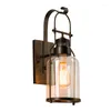 Lampada da parete Retro stile industriale Comodino Nordic Nostalgia Bar Corridoio Corridoio Specchio frontale Ferro Vetro Edison Sconce Fixtures