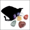 Kamień nierównomierny siedem chakra Energy Stone Zestaw Zestaw Naturalny leczenie kryształowy ozdoby dekoracyjne Dekoracja Prezenty Torba dla dzieci DHHFV