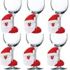 Juldekoration Röd vin Champagne Cup Set Santa Claus Snowman Reindeer Christmass Home Decoration