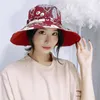 Wide Brim Hats Flower Printing Anti-UV Bow Superlarge Foldable Bucket Hat Sun Cap Fashion Accessories For Outdoor