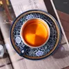 Cups Saucers Chinese Jingdezhen Retro Silver Coffee Cup With Dish Enamel Coloured Kungfu Tea Anti-scalding Ceramic Water