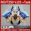 Full Fairings & Tank For SUZUKI RGV250 VJ23 SAPC RGV-250CC RGVT-250 1997 1998 Bodyworks 161No.122 RGV-250 RGVT250 97 98 RGVT RGV 250CC 250 CC 97-98 Fairing Kit blue white blk