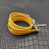 Braccialetto YDYDBZ Braccialetti in pelle PU Gioielli fatti a mano da donna Catena punk Accessori per feste Braccialetti regolabili rosso nero giallo blu