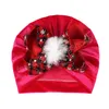 Baby Girls Bow Knot Hat with Snowflakes Kids Soft Turban Velvet Caps Children Leopard Beanies Christmas Headwear Gifts