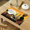 テーブルマット4/6PCSセットアフリカン女性キリンシルエット印刷ナプキンキッチンアクセサリーホームパーティーの装飾的なプレースマット