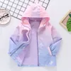 Jackets Summer Spring Waterproof Girls Lined Coat Full Zipper Hooded Baby Children Outerwear Kids Outfits 3 14 Years 221010