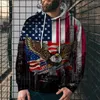 Men's Hoodies Amercian Flag 3D Print Men&#39;s Hooded Sweatshirt Clothing Casual Loose Streetwear Male Fashion Autumn Spring Outwear 4XL