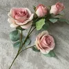 Bouquet de roses artificielles en soie, 4 têtes, pour décoration de fête de mariage, pour la maison