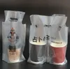 Säljer engångs kafé Shopping Mall Juice Takeaway Packaging Single Cup Plastförpackningspåse 28 cm Matkvalitet Milk8004566