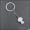 Key Rings Natural Crystal Stone Key Rings Mushroom Keychains Healing Crystals Car Bag Decor Keyholder For Women Men Drop Delivery 202 Dhjxj