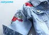 Ceket Bahar Çocuklar Kot Ceket Bebek Bebek Moda Gül Çiçek Nakış Bombacı Blazer Sonbahar Toddler Çocuklar Denim Outerwear Coats 221010