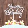 お祝いの備品10pcsカップケーキケーキトッパーハッピーバースデーフラグキッズパーティーベーキングデコレーションdiy装飾