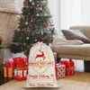 Stor julklapp på väskan dekorationer Xmas Santa Claus Sack DrawString Canvas Packing Storage Fo New Year Gifts 50x70cm