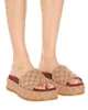 Embossed Rubber Platform Slides Womens Slippers fashion designer 55mm Canvas Covered Rubber sandals