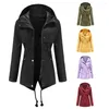 Women's Trench Coats Solid Drawstring Coat Med Length Fashion Casual Hoodie Waist Retracted Outdoor Rainproof Clothing Women's