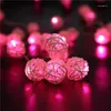 Cordes LEDERTEK Marque 20pcs Guirlande Lumineuse Blanc Décoration De Noël Ornements Fête De Mariage Tissé À La Main Boule De Rotin Lanterne De Noël