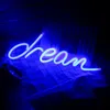 Night Lights Dream Neon Sign Letter Wall Art Hanging Light per la camera da letto Astietico decorazione della stanza Regalo di Natale