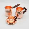 Cups Saucers 4PCS/1Set Pure Copper Handmade Coffee Tea Set Turkish Greek Arabic Pot