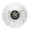 Orologi da parete 30 cm rotondo orologio digitale Acrilico Casa 3D Decorazione a specchio Caligrafia araba Arte Ciondolo interno Musulmano