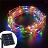 سلاسل 10 أمتار/33 قدم الطاقة الشمسية 100 LEDS عيد الميلاد Festoon Feyry LED LED LED LIDG LAMP GRADT HOME Outdoor Tree Garland الزفاف الزفاف