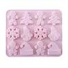 12-Cavity-Weihnachtsiegel Silikonform Schokoladenkuchen Dekoration DIY Nicht-Stick-Seife Schimmel Fondant Küchenwerkzeug Hand Make Supplies Backaccessoires MJ0875